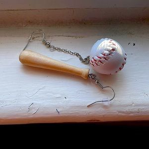 Cute Baseball and Bat earrings